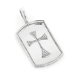 14K White Gold Diamond Dog Tag Pendant With Celtic Cross 0.33ct 10 14K White Gold Diamond Dog Tag Pendant With Celtic Cross 0.33ct -Outlet Bijou Lush Store 14k gold diamond dog tag pendant with celtic cross 04ct backwh