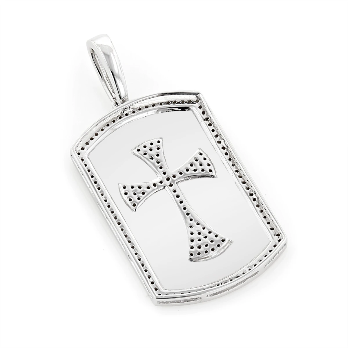 14K White Gold Diamond Dog Tag Pendant With Celtic Cross 0.33ct 6 14K White Gold Diamond Dog Tag Pendant With Celtic Cross 0.33ct - Image 4