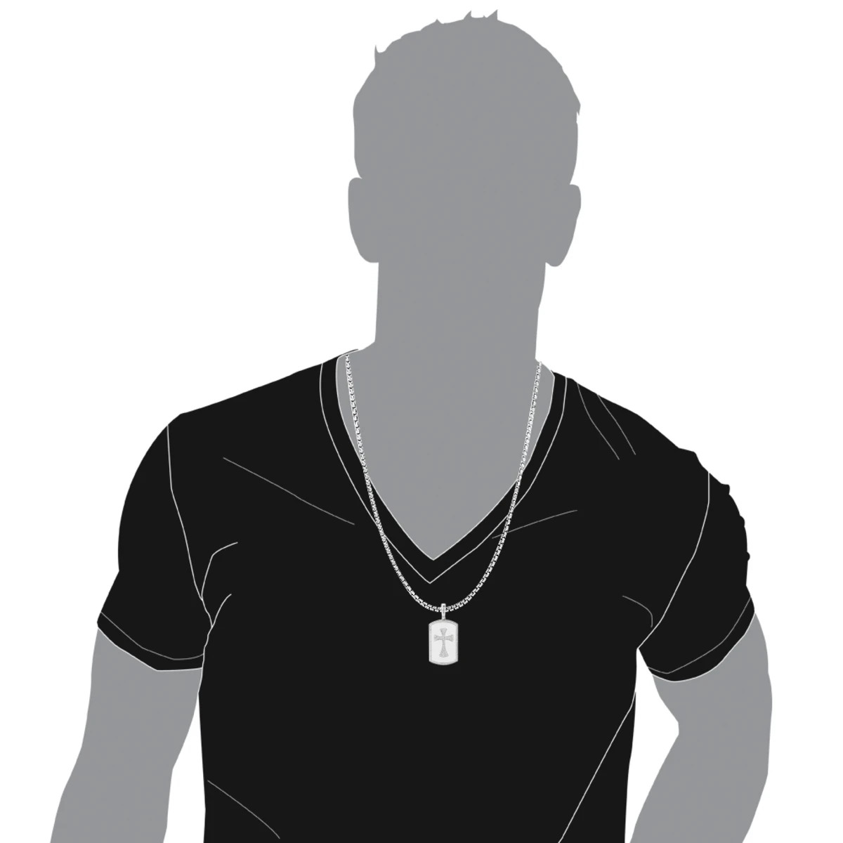 14K White Gold Diamond Dog Tag Pendant With Celtic Cross 0.33ct 7 14K White Gold Diamond Dog Tag Pendant With Celtic Cross 0.33ct - Image 5