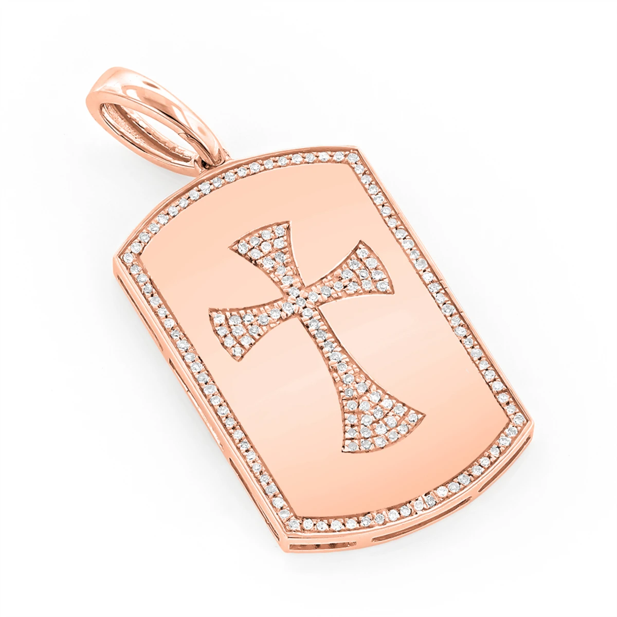 14K White Gold Diamond Dog Tag Pendant With Celtic Cross 0.33ct 5 14K White Gold Diamond Dog Tag Pendant With Celtic Cross 0.33ct - Image 3