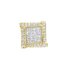 14K White Gold Diamond Earring For Men Single Stud Princess Round Diamonds 0.5ct -Outlet Bijou Lush Store 14k gold diamond earring for men single stud princess round diamonds 0 5ct ye