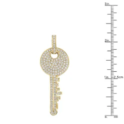 14K Yellow Gold Diamond Key Pendant For Men And Women 2.15 Carats -Outlet Bijou Lush Store 14k gold diamond key pendant for men and women 215 carats 804036 rulerye