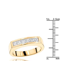 14K Yellow Gold Diamond Men's Wedding Band 0.60ct 4.5mm -Outlet Bijou Lush Store 14k gold diamond mens wedding band 060ct p 25552 rulerye