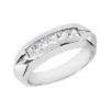 14K White Gold 5 Stone Diamond Men's Wedding Band 0.85ct