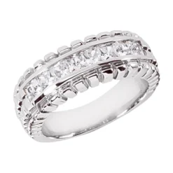 14K White Gold Diamond Men's Wedding Band 1.36ct