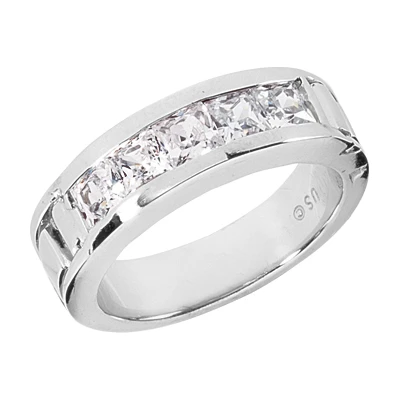 14K White Gold Diamond Men's Wedding Band 2ct 6.7mm 3 14K White Gold Diamond Men's Wedding Band 2ct 6.7mm