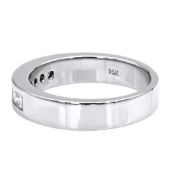 14K White Gold Diamond Men's Wedding Ring 1ct 7/32in. (5.5mm) -Outlet Bijou Lush Store 14k gold diamond mens wedding ring 098ct p 25577 backwh