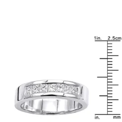 14K White Gold Diamond Men's Wedding Ring 1ct 7/32in. (5.5mm) -Outlet Bijou Lush Store 14k gold diamond mens wedding ring 098ct p 25577 rulerwh