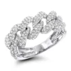 14K White Gold Diamond Miami Cuban Link Chain Ring For Men 1.6ct By Luxurman