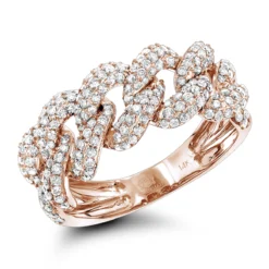 14K White Gold Diamond Miami Cuban Link Chain Ring For Men 1.6ct By Luxurman -Outlet Bijou Lush Store 14k gold diamond miami cuban link chain ring for men 16ct by luxurman ro