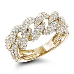 14K White Gold Diamond Miami Cuban Link Chain Ring For Men 1.6ct By Luxurman -Outlet Bijou Lush Store 14k gold diamond miami cuban link chain ring for men 16ct by luxurman ye