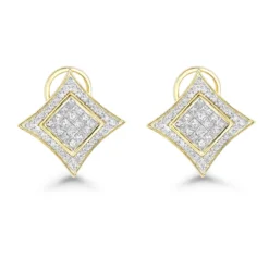14K Yellow Gold Diamond Stud Earrings 1ct