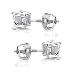 14K White Gold Diamond Stud Earrings Princess Diamonds .50ct -Outlet Bijou Lush Store 14k gold diamond stud earrings princess diamonds 50ct p 5642 backwh