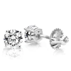 1/2 Carat 14K White Gold Diamond Stud Earrings Round Diamonds .5ct