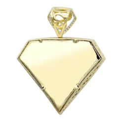 14K Yellow Gold Diamond Superman Pendant For Men 4.5ct -Outlet Bijou Lush Store 14k gold diamond superman pendant charm 450ct p 47 backye