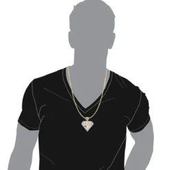 14K Yellow Gold Diamond Superman Pendant For Men 4.5ct -Outlet Bijou Lush Store 14k gold diamond superman pendant charm 450ct p 47 bodye