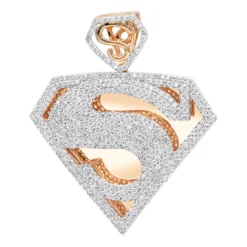 14K Yellow Gold Diamond Superman Pendant For Men 4.5ct -Outlet Bijou Lush Store 14k gold diamond superman pendant charm 450ct p 47 ro