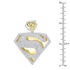 14K Yellow Gold Diamond Superman Pendant For Men 4.5ct -Outlet Bijou Lush Store 14k gold diamond superman pendant charm 450ct p 47 rulerye