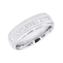 14K White Gold Diamond 0.75ct Comfort Fit Wedding Ring