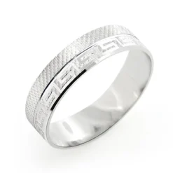 14K White Gold Embellished Wedding Band For Men