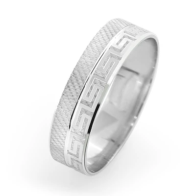 14K White Gold Embellished Wedding Band For Men 4 14K White Gold Embellished Wedding Band For Men - Image 2