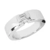 14K White Gold Emerald Cut Diamond Men's Wedding Band 0.25ct