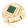 14K Yellow Gold Emerald Men's Ring By Luxurman -Outlet Bijou Lush Store 14k gold emerald mens ring by luxurman mainye