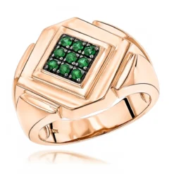 14K Yellow Gold Emerald Men's Ring By Luxurman -Outlet Bijou Lush Store 14k gold emerald mens ring by luxurman ro