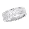 14K White Gold Eternity Diamond Wedding Band For Men & Women Unique Ornamented Ring