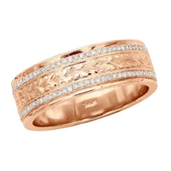 14K White Gold Eternity Diamond Wedding Band For Men & Women Unique Ornamented Ring -Outlet Bijou Lush Store 14k gold eternity diamond wedding band for men women unique ornamented ring 018013 ro