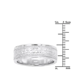 14K White Gold Eternity Diamond Wedding Band For Men & Women Unique Ornamented Ring -Outlet Bijou Lush Store 14k gold eternity diamond wedding band for men women unique ornamented ring 018013 rulerwh