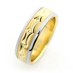 14K Yellow Gold Fancy Wedding Band For Men -Outlet Bijou Lush Store 14k gold fancy wedding band for men 2