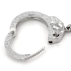 14K White Gold Handcuffs With Key Diamond Pendant 9ct Miniature Cuffs -Outlet Bijou Lush Store 14k gold handcuffs with key diamond pendant 9ct miniature cuffs 2