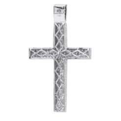 14K White Gold Iced Out Men's Diamond Cross Pendant 7.55ct -Outlet Bijou Lush Store 14k gold iced out mens diamond cross pendant 755ct p 6583 backwh