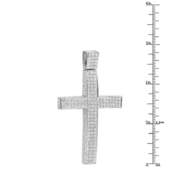 14K White Gold Iced Out Men's Diamond Cross Pendant 7.55ct -Outlet Bijou Lush Store 14k gold iced out mens diamond cross pendant 755ct p 6583 rulerwh