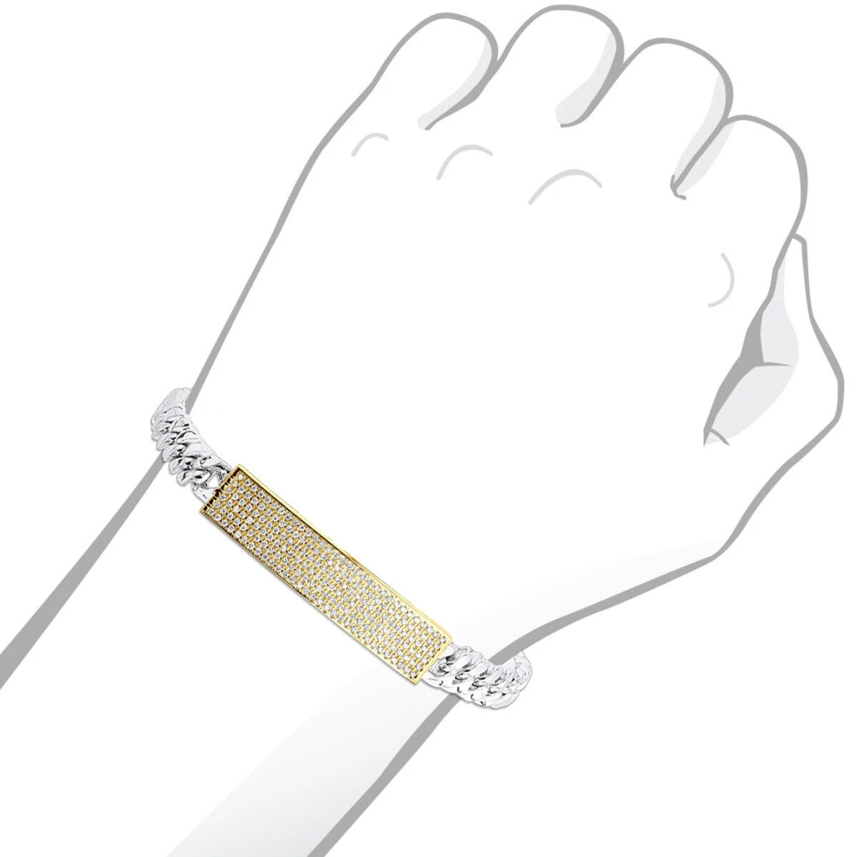 14K Yellow Gold ID Plate Miami Cuban Link Chain Men's Diamond Bracelet 2 Carat 8 14K Yellow Gold ID Plate Miami Cuban Link Chain Men's Diamond Bracelet 2 Carat - Image 7