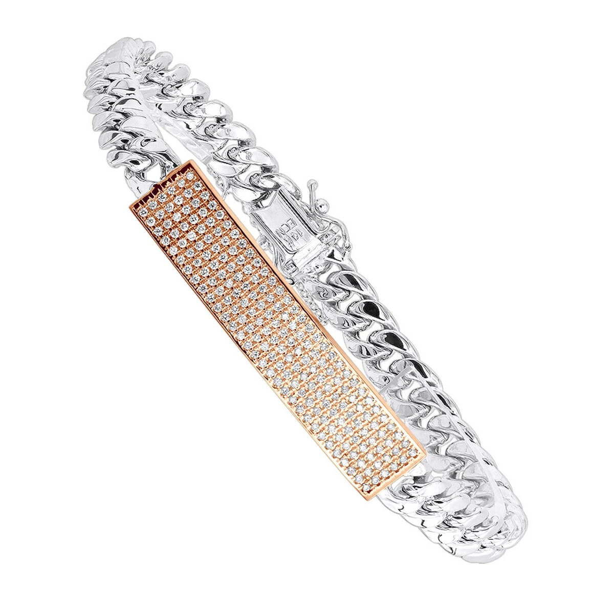 14K Yellow Gold ID Plate Miami Cuban Link Chain Men's Diamond Bracelet 2 Carat 4 14K Yellow Gold ID Plate Miami Cuban Link Chain Men's Diamond Bracelet 2 Carat - Image 3