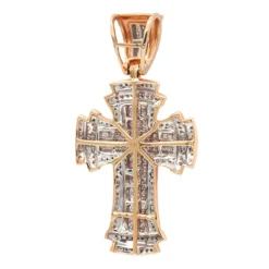 14K White Gold Invisible Set Diamond Cross Pendant 2.19ct -Outlet Bijou Lush Store 14k gold invisible set diamond cross pendant 219ct p 6584 backro