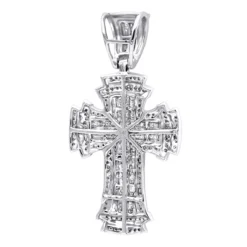 14K White Gold Invisible Set Diamond Cross Pendant 2.19ct -Outlet Bijou Lush Store 14k gold invisible set diamond cross pendant 219ct p 6584 backwh