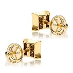 14K Yellow Gold Invisible Set Diamond Stud Earrings 0.28ct -Outlet Bijou Lush Store 14k gold invisible set diamond stud earrings 028ct p 5879 backye