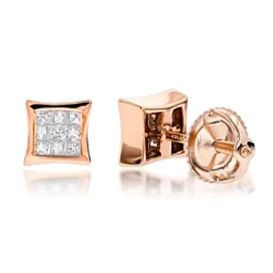 14K Yellow Gold Invisible Set Diamond Stud Earrings 0.28ct -Outlet Bijou Lush Store 14k gold invisible set diamond stud earrings 028ct p 5879 ro