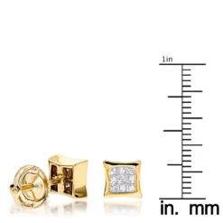 14K Yellow Gold Invisible Set Diamond Stud Earrings 0.28ct -Outlet Bijou Lush Store 14k gold invisible set diamond stud earrings 028ct p 5879 rulerye