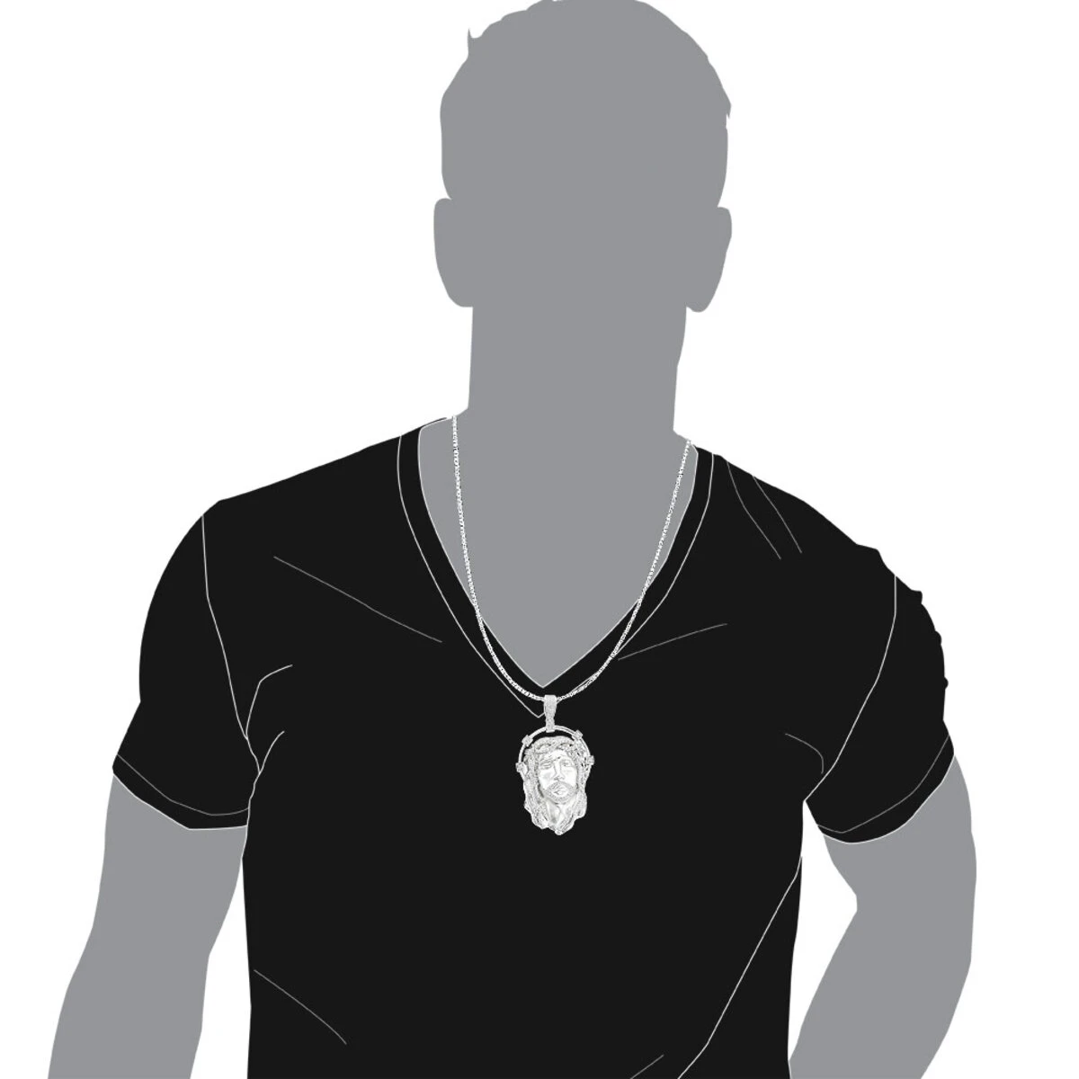 Hip Hop 14K White Gold Jesus Face Diamond Pendant For Men 3.55ct 6 Hip Hop 14K White Gold Jesus Face Diamond Pendant For Men 3.55ct - Image 5