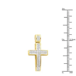 14K Yellow Gold Medium Size Princess Diamond Cross Pendant 1.5ct -Outlet Bijou Lush Store 14k gold medium size princess diamond cross pendant 15ct rulerye