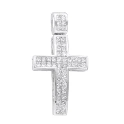14K Yellow Gold Medium Size Princess Diamond Cross Pendant 1.5ct -Outlet Bijou Lush Store 14k gold medium size princess diamond cross pendant 15ct wh