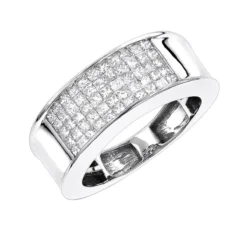 14K Yellow Gold Men's 1 Carat Diamond Band Princess Cut Invisible Set Diamonds Ring -Outlet Bijou Lush Store 14k gold mens 1 carat diamond band princess cut 100ct p 6654 wh 20201203