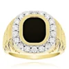 14K Yellow Gold Nugget Men's Black Onyx Diamond Ring 1.5ct