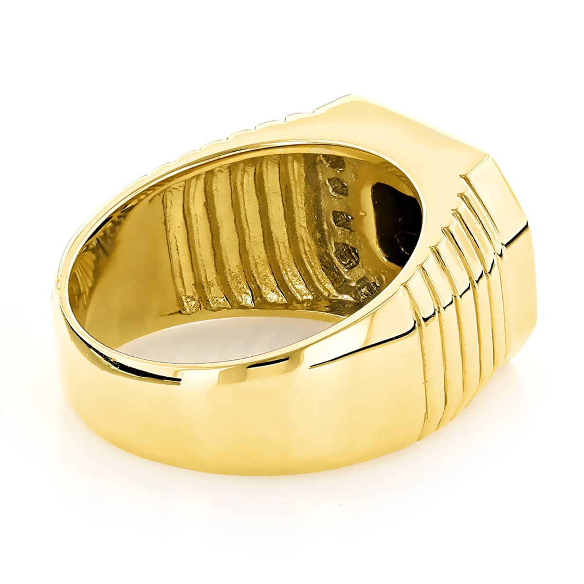 14K Yellow Gold Men's Black Onyx Diamond Ring 3/4ct 6 14K Yellow Gold Men's Black Onyx Diamond Ring 3/4ct - Image 4