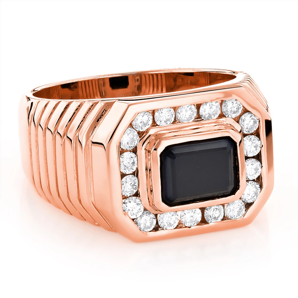 14K Yellow Gold Men's Black Onyx Diamond Ring 3/4ct 5 14K Yellow Gold Men's Black Onyx Diamond Ring 3/4ct - Image 3