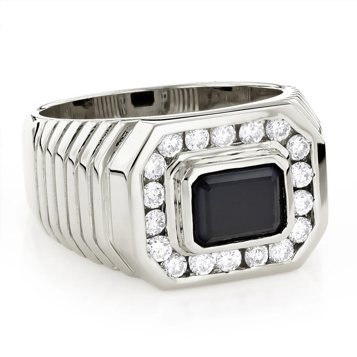 14K Yellow Gold Men's Black Onyx Diamond Ring 3/4ct 4 14K Yellow Gold Men's Black Onyx Diamond Ring 3/4ct - Image 2